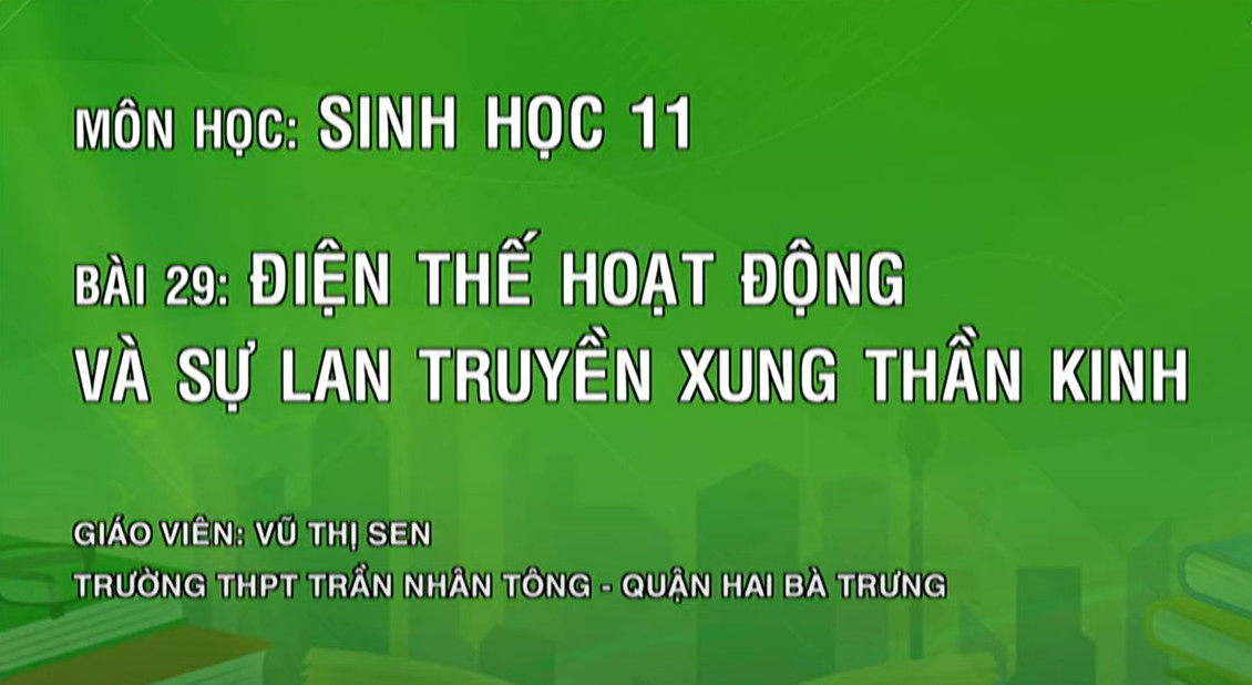 Bài 29. Điện thế hoạt động và sự lan truyền xung thần kinh