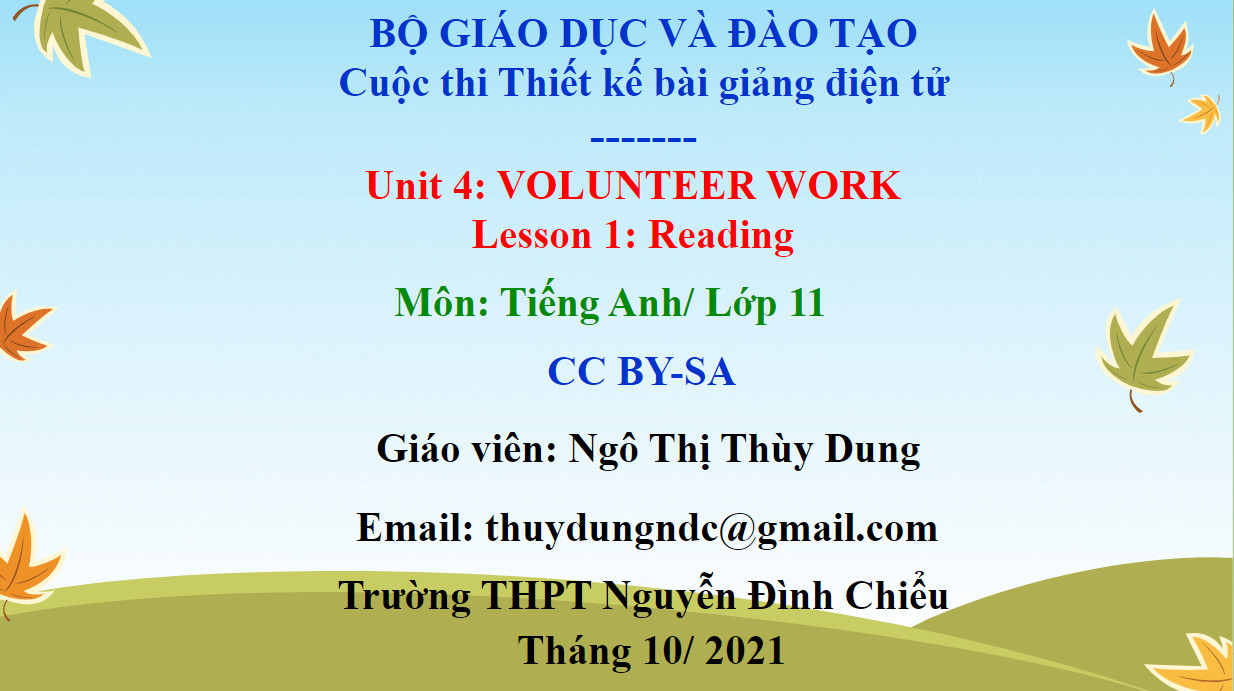 Unit 4: Volunteer Work - Reading