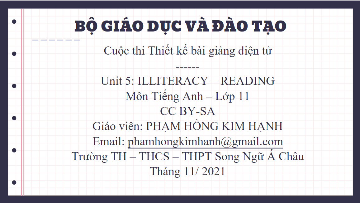 Unit 5: Illiteracy - Reading