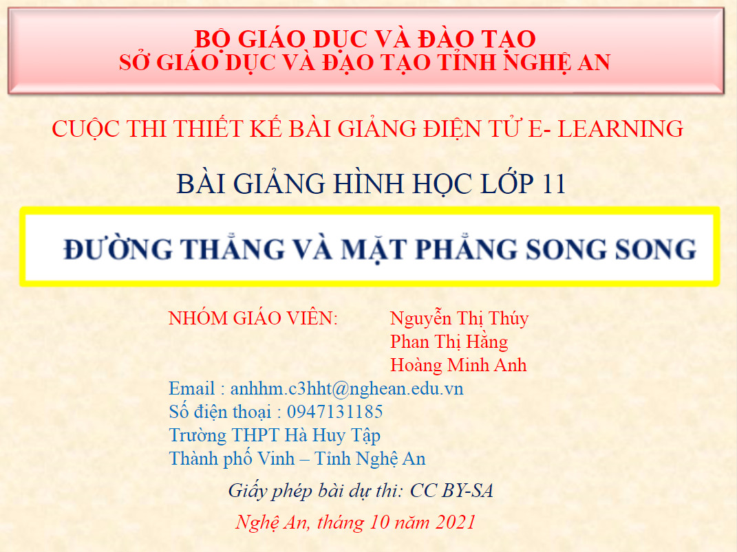 Đường thẳng và mặt phẳng song song